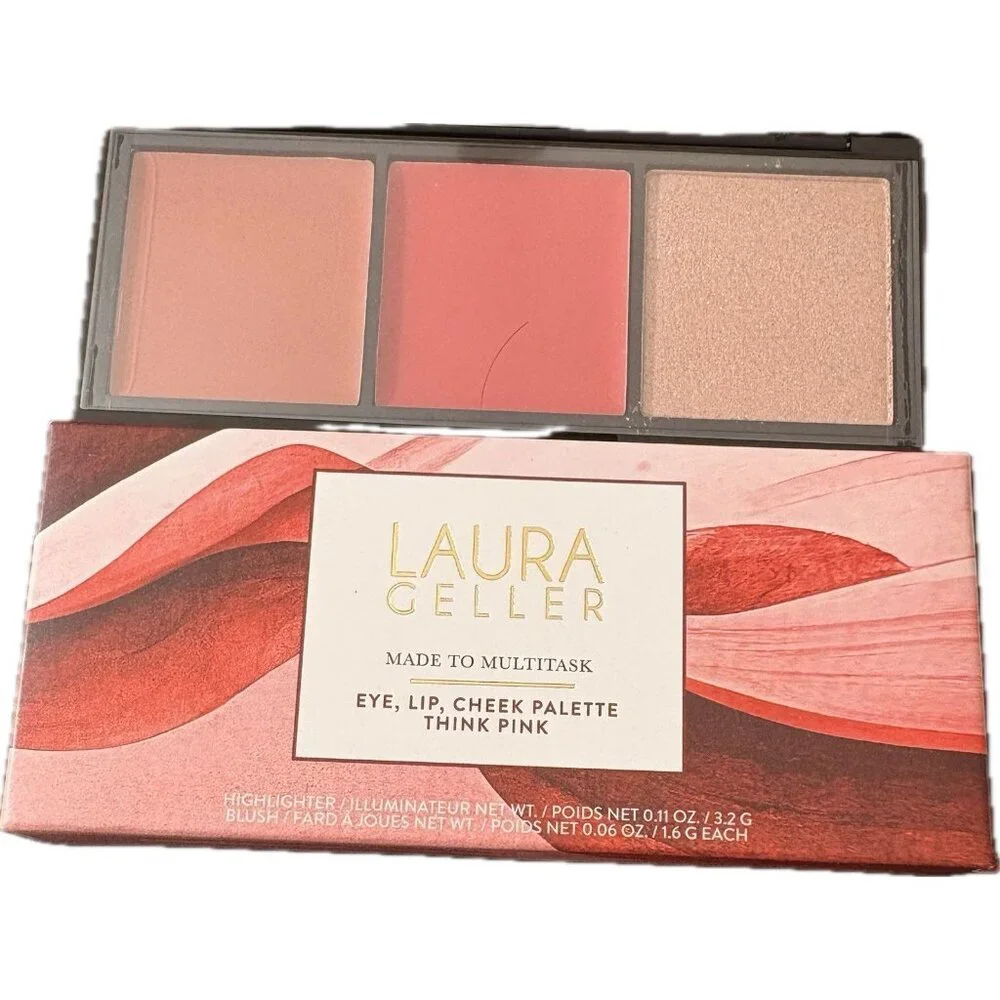 Laura Geller Made To Multitask Eye-Lip-Cheek Cream To Powder Palette-Think Pink
